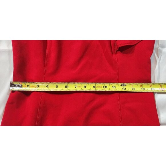 Calvin Klein Womens Red Ruffle-Shoulder Sheath Dress Size Small (See Measurement - Picture 3 of 6
